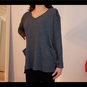 Dark grey thermal loose sweater with pockets